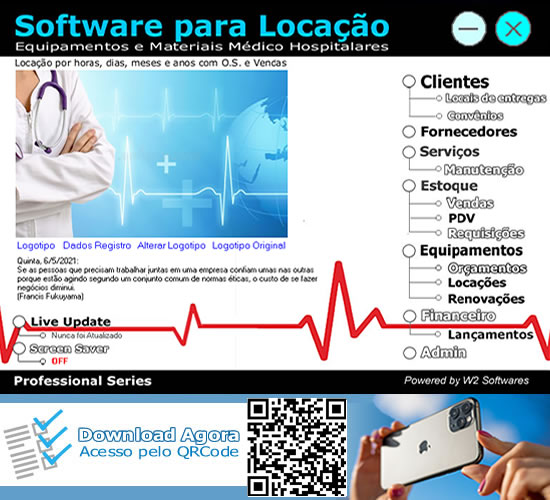 Software Locação equipamentos médicos hospitalares estéticos