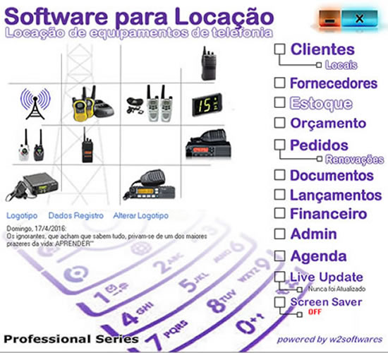 Software Locação de Equipamentos de Telefonia e Equipamentos de Comunicação