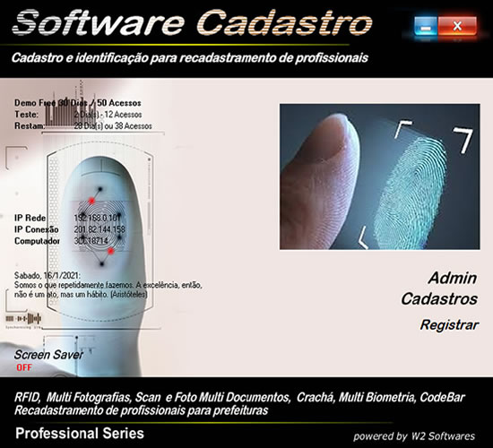Software para recadastramento de profissionais biometria