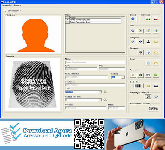 Software controle de acessos biometria automação