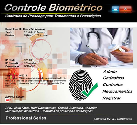 Software Controle de presença biometria tratamentos agenda