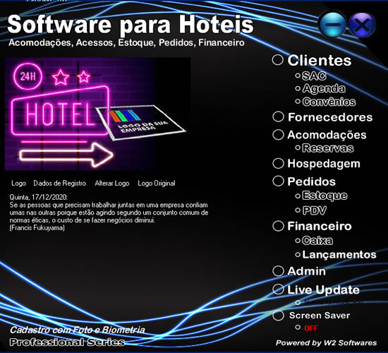 Software para Hotel pedido estoque reservas hospedagem caixa
