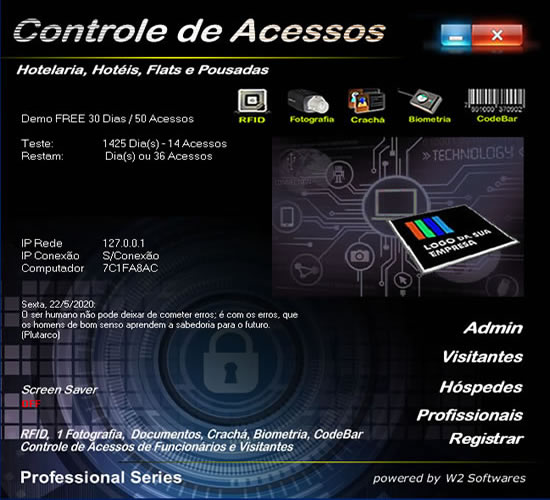 Software controle de acesso para Hoteis Pousadas Flat