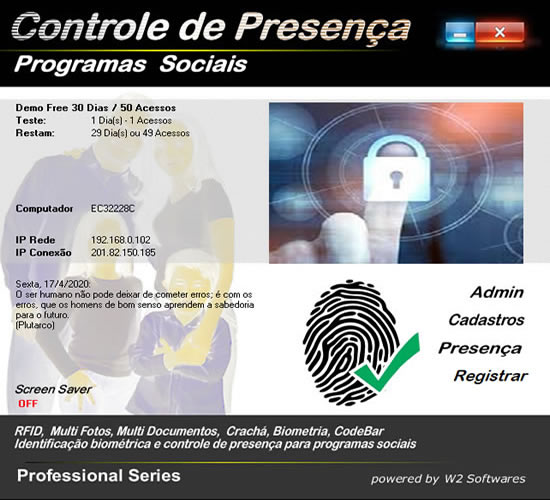 Software Controle de presença biometria para programas assistenciais
