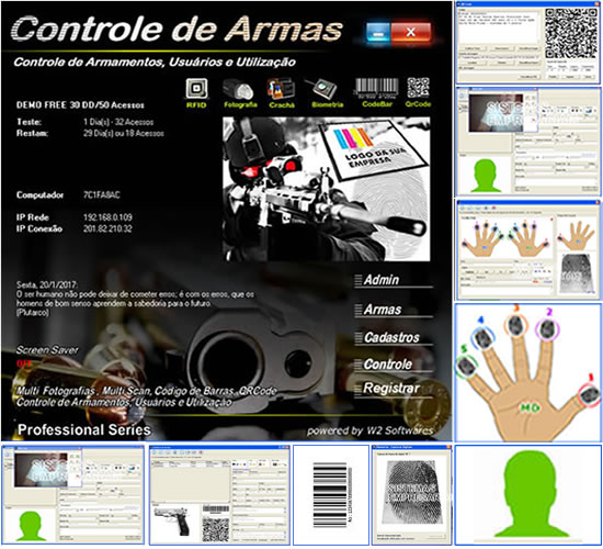 Software controle de armas codigo de barras QRCode Biometria