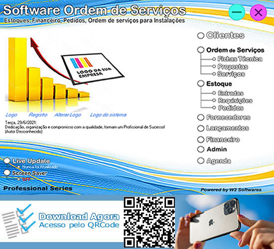 Software ordem de serviços Instalações produtos e serviços